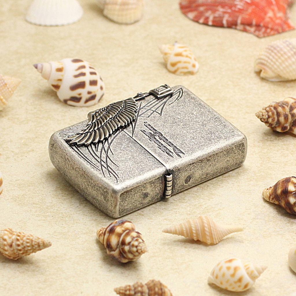 Bật Lửa Zippo Harley Bạc Cổ Ốp Đại Bàng Cạnh Sườn HDP-65