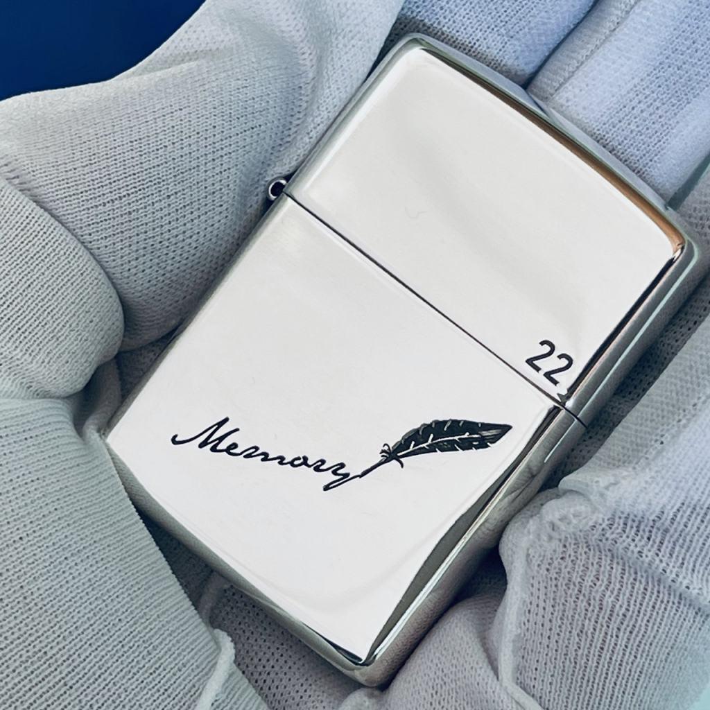 Bật Lửa Zippo Bạc Nguyên Khối Cao Cấp Khắc Memory Bản Vỏ Dầy Armor