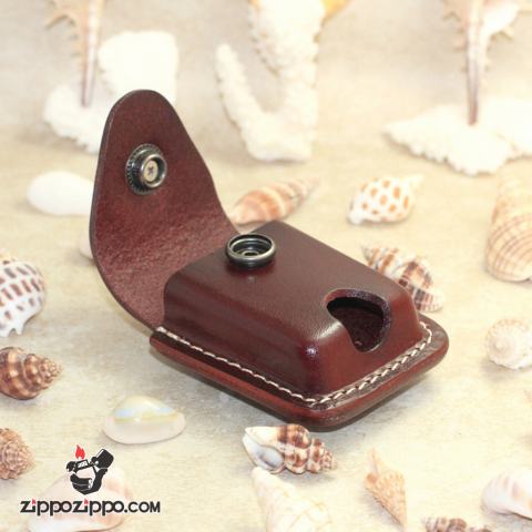 Bao Da Đựng Zippo Cao Cấp Kiểu Dáng Sang Trọng Màu Da Nhạt Ốp Hình