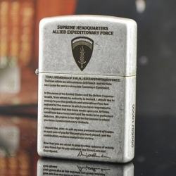 Bật Lử Zippo Màu Bạc Cổ Khắc Phù Hiệu SHAEF - Mã SP: ZPC1777