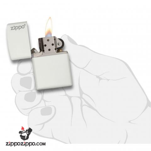Bật Lửa Zippo Sơn Màu Trắng - Logo Zippo SKU 214ZL – Zippo White Matte With Logo