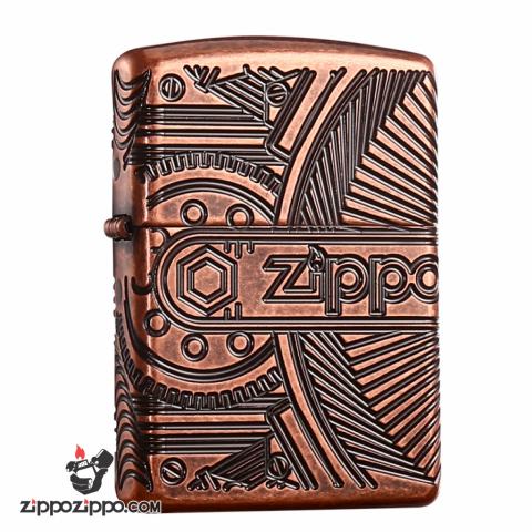 Bật Lửa Zippo 29523 – Bản Dầy Đồng Đỏ Zippo Gears Armor® Antique Copper