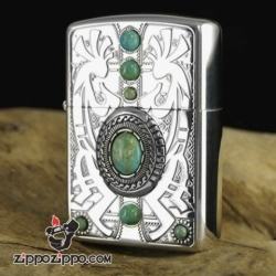 Bật lửa Zippo Bạc Ấn Độ ngọc Một - Mã SP: ZPC0911