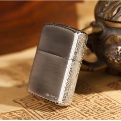 Bật lửa zippo bạc khắc cá chép vượt vũ môn xung quanh - Mã SP: ZPC0359