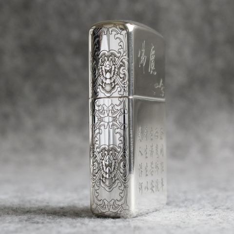 Bật Lửa Zippo Bạc Khối Cao Cấp Khắc Hình Đức Phật Và Ác Quỷ Bản Vỏ Mỏng