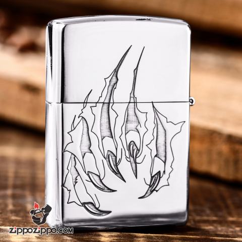 Bật Lửa Zippo Bạc Nguyên Khối Cao Cấp Hổ Và Móng Hổ Vỏ Dày Bản Armor