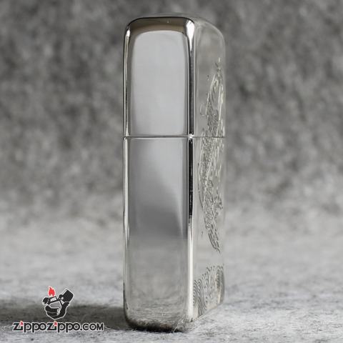 Bật Lửa Zippo Bạc Nguyên Khối Cao Cấp Khắc Cá Chép Hóa Rồng Bản 1941