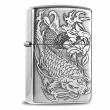 Bật lửa Zippo Bạc nguyên khối cao cấp khắc Hình Cá Chép Bản Tiêu Chuẩn