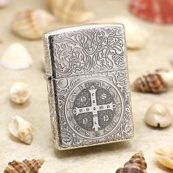 Bật Lửa Zippo Bạc nguyên khối Cao Cấp khắc hình  Nổi Constantine Phiên Bản Amor - Mã SP: ZPC2533-A