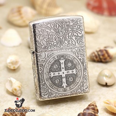 Bật Lửa Zippo Bạc nguyên khối Cao Cấp khắc hình  Nổi Constantine Phiên Bản Amor