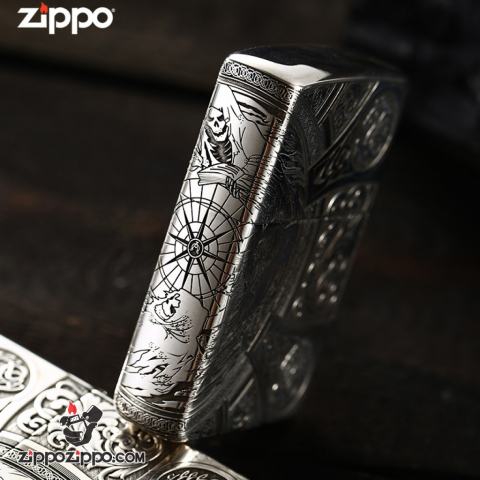Bật lửa Zippo Bạc nguyên khối cao cấp khắc Hình Thần Chết Bản Amor.