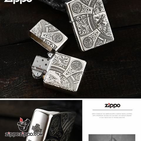 Bật lửa Zippo Bạc nguyên khối cao cấp khắc Hình Thần Chết Bản Tiêu Chuẩn.