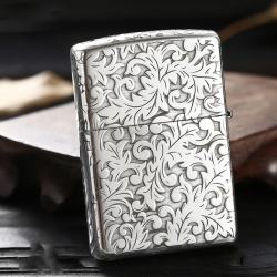 Bật lửa Zippo Bạc nguyên khối cao cấp khắc Hoa Văn Hình Nổi Bản Amor. - Mã SP: ZPC2868-A