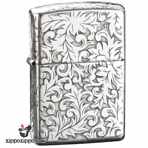 Bật lửa Zippo Bạc nguyên khối cao cấp khắc Hoa Văn Hình Nổi Bản Amor.