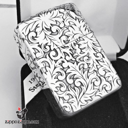 Bật Lửa Zippo Bạc Nguyên Khối Cao Cấp Khắc Hoa Văn Năm Mặt Chạm Khắc Hoa Tangcao Bản 1941 - Mã SP: ZPC2858