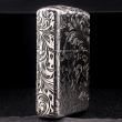 Bật Lửa Zippo Bạc Nguyên Khối Cao Cấp Khắc Hoa Văn Tình Yêu Hoa Elf Bản Mỏng
