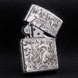 Bật Lửa Zippo Bạc Nguyên Khối Cao Cấp Khắc Hoa Văn Tình Yêu Hoa Elf Bản Mỏng