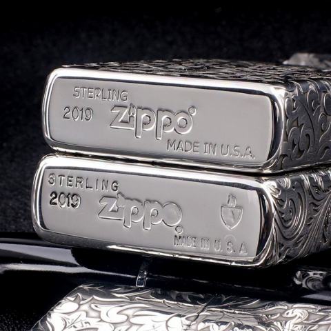Bật Lửa Zippo Bạc Nguyên Khối Cao Cấp Khắc Hoa Văn Tình Yêu Hoa Elf Vỏ  Dầy Bản Armor
