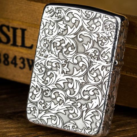 Bật Lửa Zippo Bạc Nguyên Khối Cao Cấp Khắc Hoa Văn Xung Quanh Thánh Giá Phiên Bản 1941