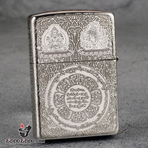 Bật Lửa Zippo Bạc Nguyên Khối Cao Cấp Khắc Kiếp Luân Hồi Bản Mỏng