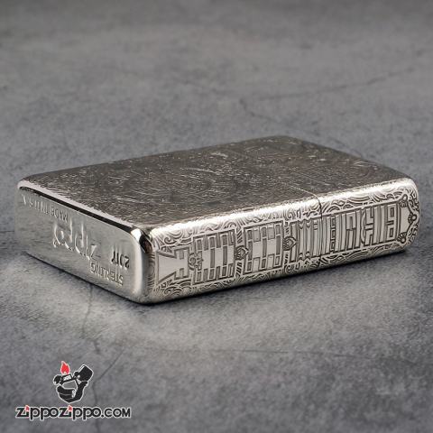 Bật Lửa Zippo Bạc Nguyên Khối Cao Cấp Khắc Kiếp Luân Hồi Vỏ Dầy Bản Armor