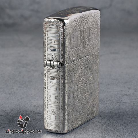 Bật Lửa Zippo Bạc Nguyên Khối Cao Cấp Khắc Kiếp Luân Hồi Vỏ Dầy Bản Armor