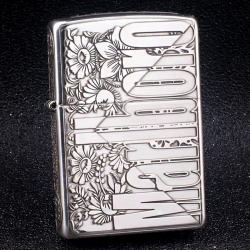 Bật Lửa Zippo Bạc Nguyên Khối Cao Cấp Khắc  Logo Marlboro Phiên Bản Amor