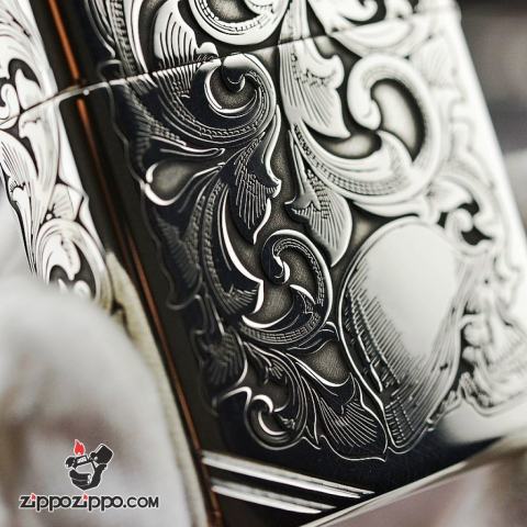 Bật Lửa Zippo Bạc Nguyên Khối Cao Cấp Khắc Thần Rừng Bản Chém Góc