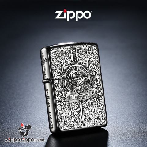 Bật Lửa Zippo Bạc Nguyên Khối Khắc  Codex Gigas Vỏ Dày Bản Armor