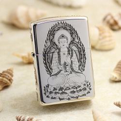 Bật Lửa Zippo Bạc Nguyên Khối Khắc Đức Phật Thích Ca Mâu Ni Bản Vỏ Mỏng - Mã SP: ZPC3046