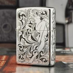 Bật lửa Zippo Bạc nguyên khối khắc hình cô gái - Mã SP: ZPC0900