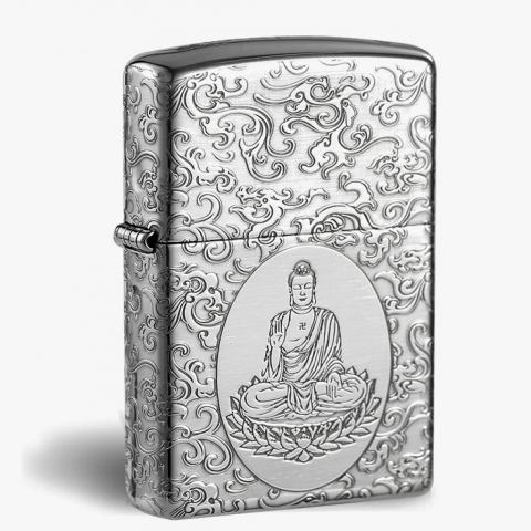 Bật lửa Zippo Bạc nguyên khối khắc Phật Như Lai