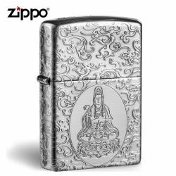 Bật lửa Zippo Bạc nguyên khối khắc Quan Thế Âm Bồ Tát - Mã SP: ZPC0895