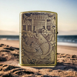 BẬT LỬA ZIPPO BẢN ĐỒNG TRƠN CHÍNH HÃNG KHẮC HÌNH 3D CÁ CHÉP SIÊU SẮC NÉT
