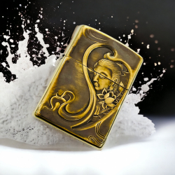 BẬT LỬA ZIPPO BẢN ĐỒNG TRƠN KHẮC 3D HÌNH PHẬT BÔNG SEN VÀ MẶT SAU KHẮC 2 CHỮ ĂN CHAY SIÊU NÉT - Mã SP: ZPC4153-169