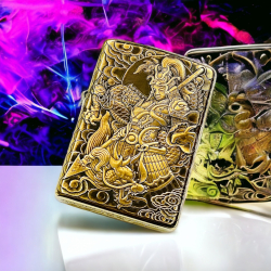 BẬT LỬA ZIPPO BẢN ĐÔNG TRƠN KHẮC 3D HÌNH TRIÊU VÂN VÀ RỒNG LƯỢN BAO QUANH  SIÊU SẮC NÉT - Mã SP: ZPC4133-169