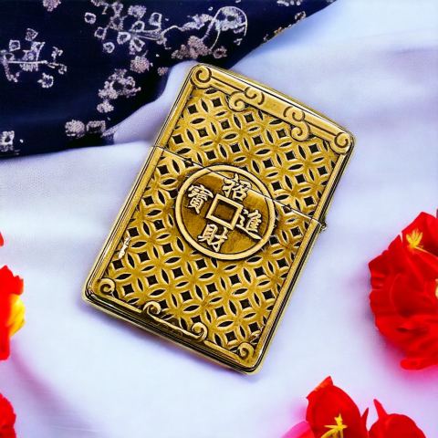 BẬT LỬA ZIPPO BẢN ĐÔNG TRƠN KHẮC 3D HÌNH TỲ HƯU ĐỒNG VÀNG  SIÊU SẮC NÉT