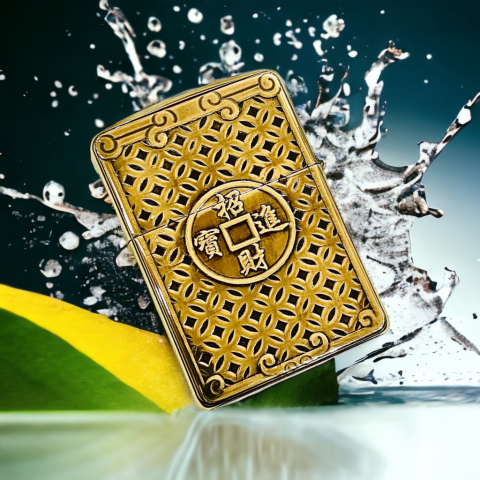 BẬT LỬA ZIPPO BẢN ĐÔNG TRƠN KHẮC 3D HÌNH TỲ HƯU ĐỒNG VÀNG  SIÊU SẮC NÉT
