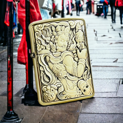 BẬT LỬA ZIPPO BẢN ĐỒNG TRƠN KHẮC HÌNH 3D BẤT ĐỘNG MINH VƯƠNG  SIÊU SẮC NÉT