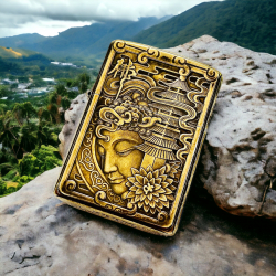 BẬT LỬA ZIPPO BẢN ĐỒNG TRƠN KHẮC HÌNH 3D PHẬT  VÀ TTHÁP SIÊU SẮC NÉT - Mã SP: ZPC4126-169