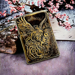BẬT LỬA ZIPPO BẢN ĐỒNG TRƠN KHẮC HÌNH 3D PHƯỢNG HOÀNG LỬA SIÊU NÉT - Mã SP: ZPC4148-169