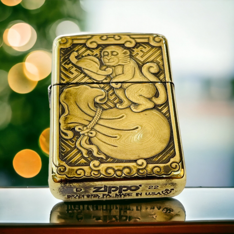 BẬT LỬA ZIPPO BẢN ĐỒNG TRƠN KHẮC HÌNH 3D TUỔI CON KHỈ SIÊU SẮC NÉT