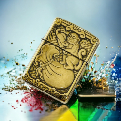 BẬT LỬA ZIPPO BẢN ĐỒNG TRƠN KHẮC HÌNH 3D TUỔI CON KHỈ SIÊU SẮC NÉT - Mã SP: ZPC4098-169