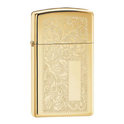 Bật Lửa Zippo Bản Nhỏ Đồng Vàng Hoa Văn Ý- Zippo SKU 1652B – Zippo Slim Venetian Brass