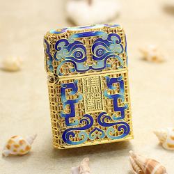 Bật lửa Zippo Bọc Ruiju Mạ Vàng Men Hoa Văn Hoàng Cung - Mã SP: ZPC3172