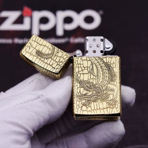 Bật Lửa Zippo Chạm Khắc Cá Sấu Bao Quanh Phiên Bản Hẹp Slim