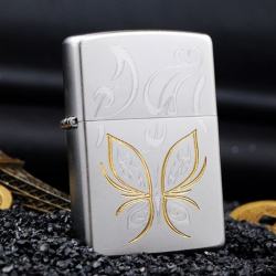 Bật Lửa Zippo Chạm Khắc Hoa Văn Cánh Bướm Trên Bản Chrome - Mã SP: ZPC3063
