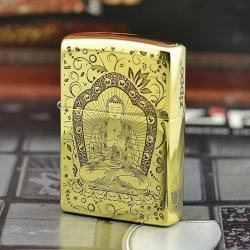 Bật lửa Zippo chất liệu đồng phiên bản bóng armor khắc Đức Phật Thích Ca Mâu Ni - Mã SP: ZPC1765