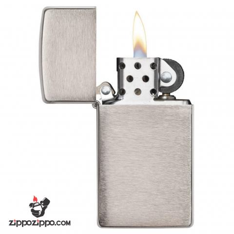 Bật Lửa Zippo Bản Nhỏ Mạ Chome Xước Vân Ngang - SKU 1600 – Zippo Slim Brushed Chrome