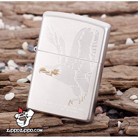 Bật lửa Zippo chính hãng 28356 trắng bạc khắc đại bàng